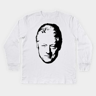 Bill Clinton Black On White Pop Art Kids Long Sleeve T-Shirt